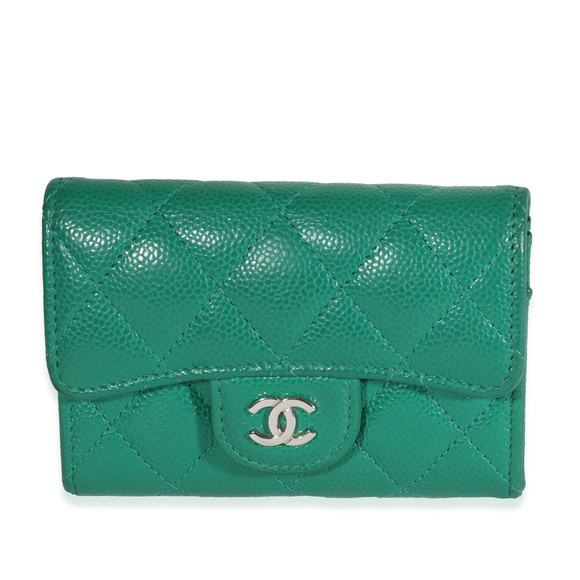 CHANEL Bags Chanel Emerald Quilted Caviar Flap Card Holder Poshmark